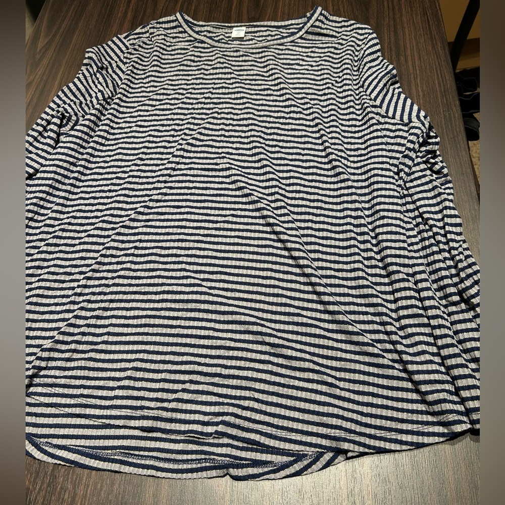 Women’s Old Navy Luxe Blue Striped Shirt Size Xxl